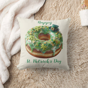 Gelukkige St. Patrick's Day Donut met Leprechaun H Kussen