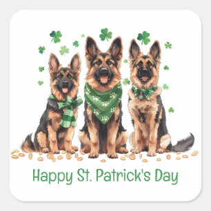 Gelukkige St. Patrick's Day Duitse herdershonden Vierkante Sticker
