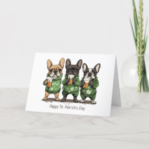 Gelukkige St. Patrick's Day Franse Bulldoggen Feestdagen Kaart