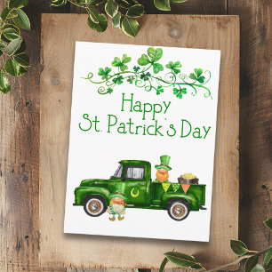 Gelukkige St. Patrick's Day Groene Truck Kabouters Briefkaart