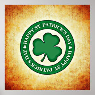 Gelukkige St. Patrick's Day Klaverplein Poster