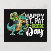 Gelukkige St Patrick's Day Pat Rex Dinosaurus Briefkaart (Voorkant)
