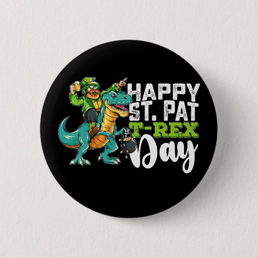 Gelukkige St Patrick's Day Pat Rex Dinosaurus Ronde Button 5,7 Cm (Voorkant)