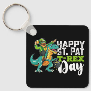Gelukkige St Patrick's Day Pat Rex Dinosaurus Sleutelhanger