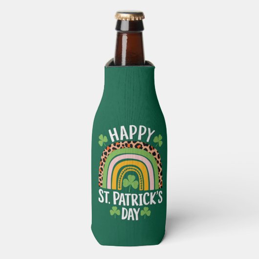 Gelukkige St. Patrick's Day Rainbow Shamrock Flesjeskoeler (Fles Voorkant)