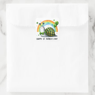 Gelukkige St. Patrick's Day Snail Vierkante Sticker