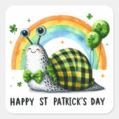 Gelukkige St. Patrick's Day Snail Vierkante Sticker (Voorkant)