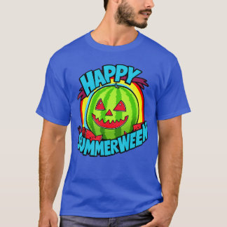 Gelukkige Summerween Zomer Watermeloen Jackolanter T-shirt
