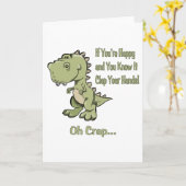 Gelukkige t-Rex Kaart (Gele Bloem)