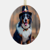 Gelukkige Thanksgiving Berner Berg Hond Pelgrim Keramisch Ornament (Rechts)