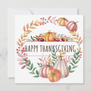 Gelukkige Thanksgiving bladpompoenkrans Kaart