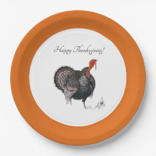 Gelukkige Thanksgiving  Turkije Tekening Papieren Bordje