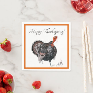 Gelukkige Thanksgiving Turkije Tekening Servet