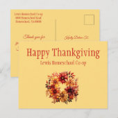 Gelukkige Thanksgiving van Homeschool Co op Briefkaart (Voorkant / Achterkant)