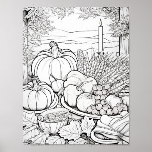 Gelukkige Thanksgiving Volwassen Kleuring Poster