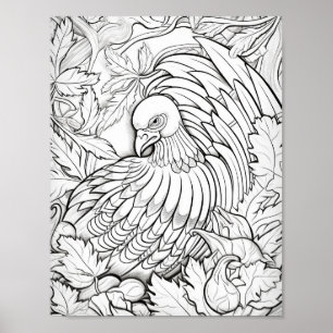 Gelukkige Thanksgiving Volwassen Kleuring Poster