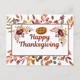Gelukkige Thanksgiving Waterverf bladeren, bessen Feestdagenkaart
