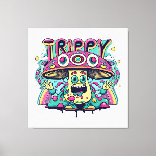 Gelukkige Trippy Paddenstoel Canvas Afdruk