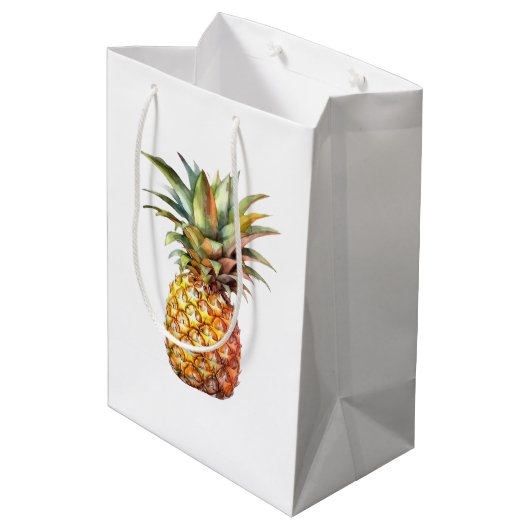 Gelukkige Tropische Ananas Medium Cadeauzakje (Achterkant Gekanteld)