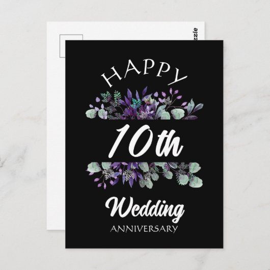 GELUKKIGE TROUWVERJAARDAG BLOEIENDE KOPPELCADEAU BRIEFKAART (Voorkant / Achterkant)