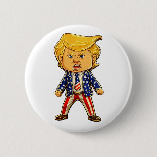 Gelukkige Trump Lapel Chibi Cartoon Patriottische Ronde Button 5,7 Cm