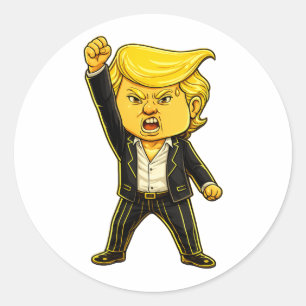 Gelukkige Trump Revers Meme Vecht Boos Trump Pop Ronde Sticker