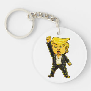 Gelukkige Trump Trump Meme Vecht Vecht Chibi Carto Sleutelhanger