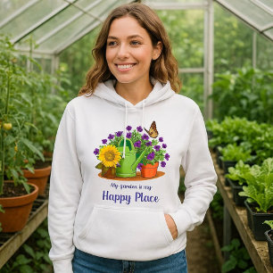 Gelukkige Tuin Bloemen Zomer Wit Hoodie