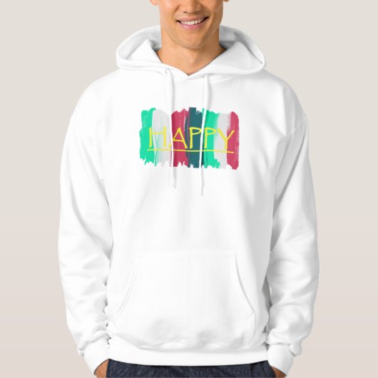 Gelukkige Turquoise Roze Strepen Funky Trui Hoodie (Voorkant)