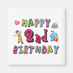 Gelukkige tweede verjaardag. 2 jaar per dag. magneet