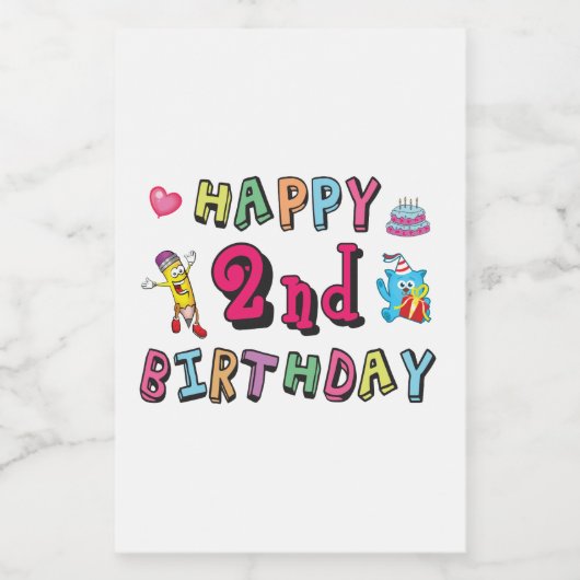 Gelukkige tweede verjaardag. 2 jaar per dag. voedselcontainer etiket (Enkel label)