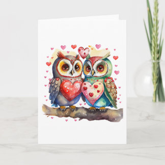 Gelukkige Uilen in Liefde BLANK Kaart