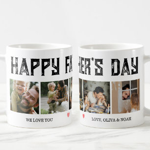 Gelukkige Vaderdag Aangepaste 5 Foto's Cadeau voor Koffiemok