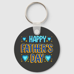 Gelukkige Vaderdag Blauw & Goud Hart Sleutelhanger