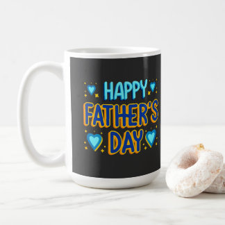 Gelukkige Vaderdag Blauw & Goud Hart Sleutelhanger Koffiemok