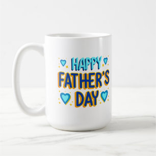 Gelukkige Vaderdag Blauwe & Gouden Hart Typografie Koffiemok
