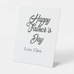 Gelukkige vaderdag grijze naam liefde beste pappa reclamebord met voetstuk