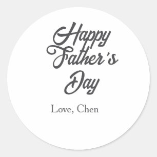 Gelukkige vaderdag grijze naam liefde beste pappa  ronde sticker