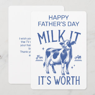 Gelukkige Vaderdag Melk Haal Er Alles Uit Wit Blau Notitiekaartje