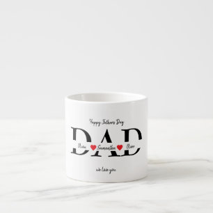 Gelukkige Vaderdag met de namen van Kinderen - Espresso Kop