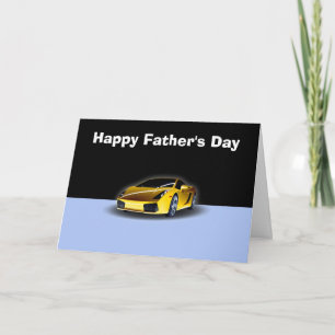 Gelukkige Vaderdag met gele raceauto naar papa Kaart
