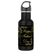 Gelukkige Vaderdag Moderne Kalligrafie Blauwe werv Waterfles (Voorkant)