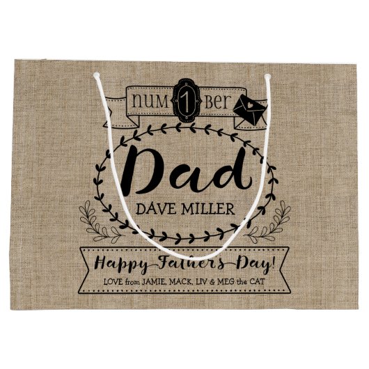 Gelukkige Vaderdag Nummer 1 Vader Monogram Logo Groot Cadeauzakje (Achterkant)