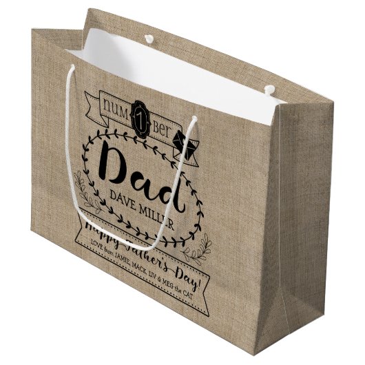 Gelukkige Vaderdag Nummer 1 Vader Monogram Logo Groot Cadeauzakje (Voorkant Gekanteld)