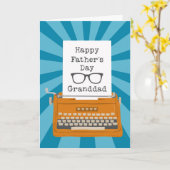 Gelukkige Vaderdag Opa met Typewriter Kaart (Gele Bloem)