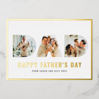Gelukkige Vaderdag PAPA 3 Foto Goud Folie Kaart