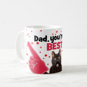 Gelukkige Vaderdag Papa Kat Met Schuim Vingers Hu Koffiemok
