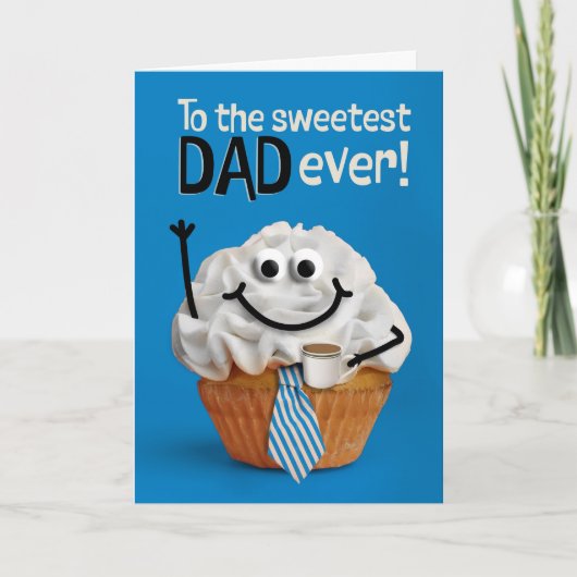 Gelukkige Vaderdag Papa Leukste Cupcake met Koffie Feestdagen Kaart (Voorkant)