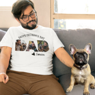 Gelukkige Vaderdag Papa Van Hond Foto Sjabloon T-shirt
