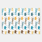 Gelukkige Vaderdag snor en kroonset van 3 Inpakpapier Vel (Voorkant 3)